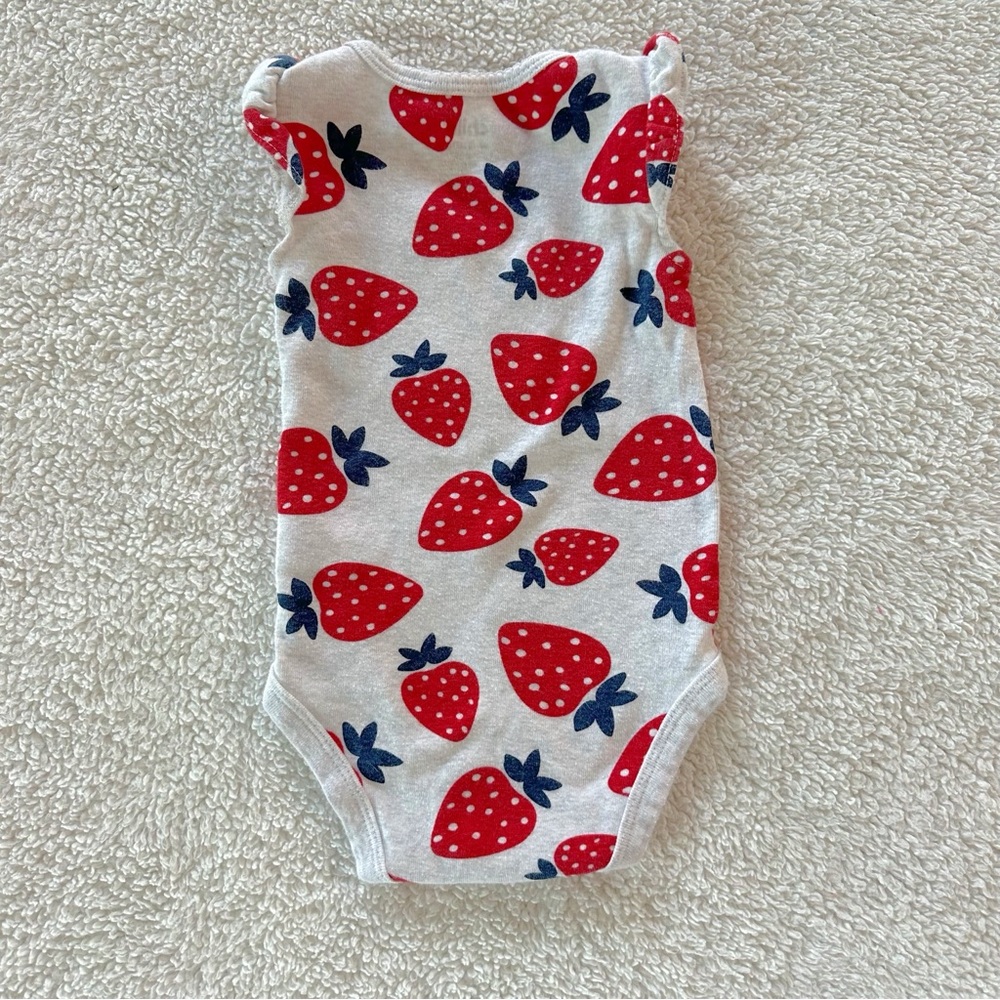 Carter’s Child of Mine Strawberry Print Baby One Piece - Picture 2 of 5